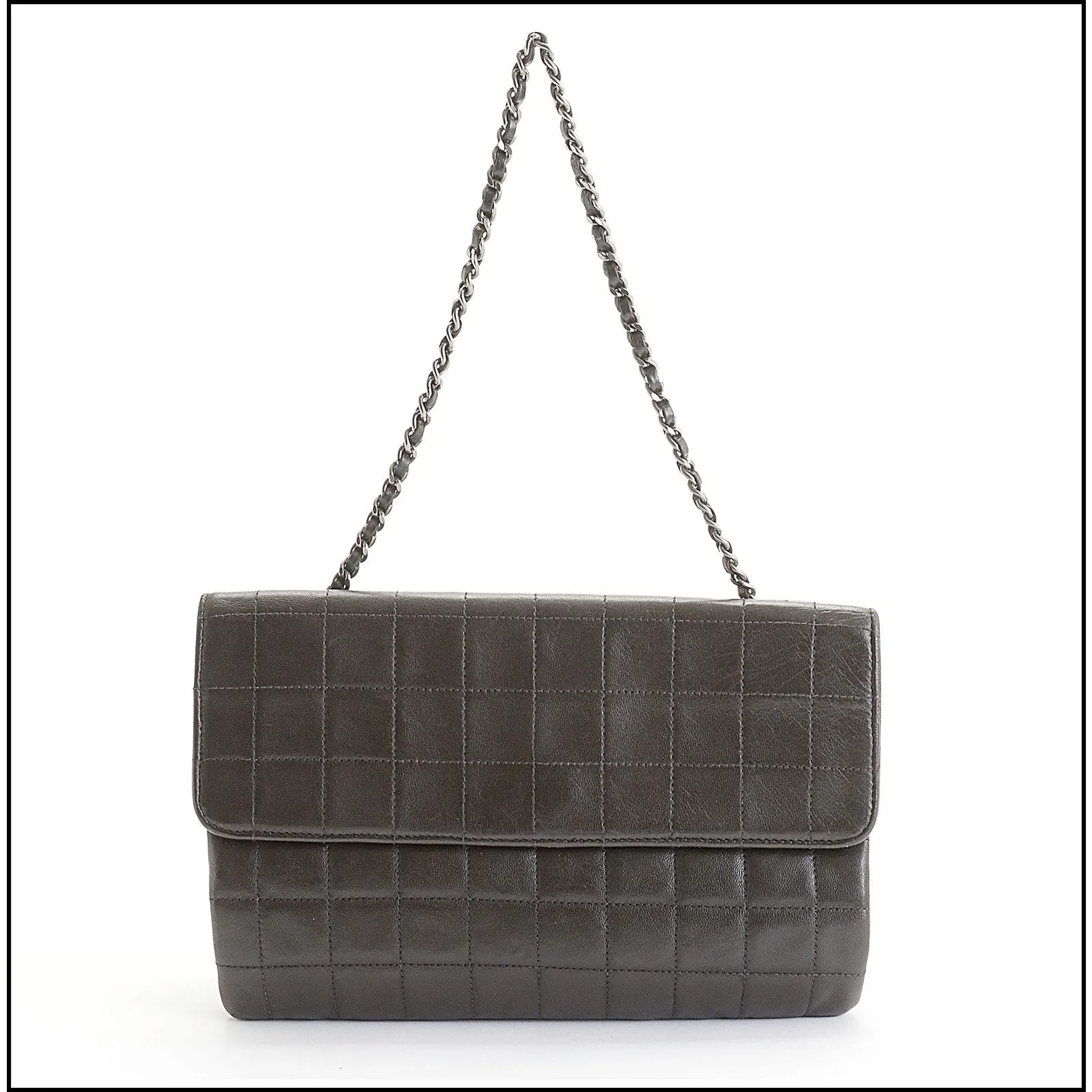 RDC14063 Authentic CHANEL Vintage 2000 Dark Brown Lambskin Mademoiselle Flap Bag