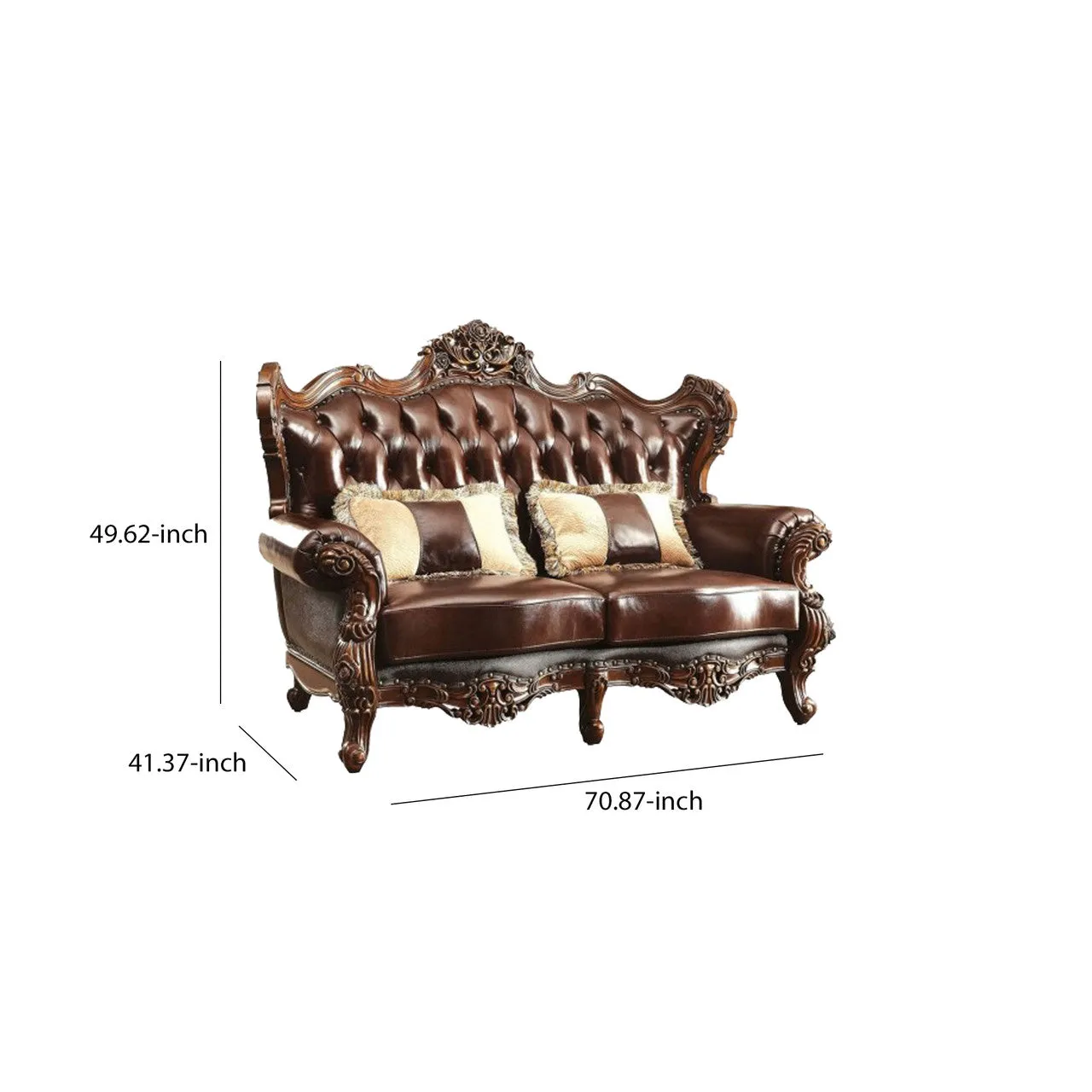 Regal Carvings Loveseat -  Cherry Brown