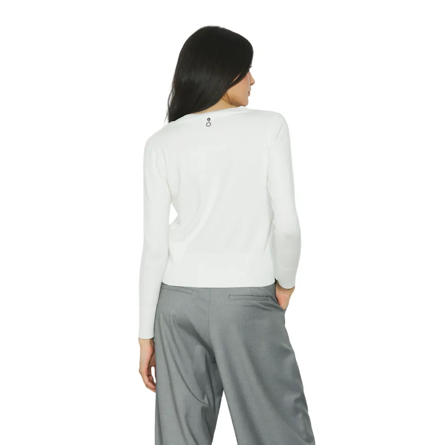 Relish maglia manica lunga con scollo ampio con strass Morgana RDA2402605059 latte
