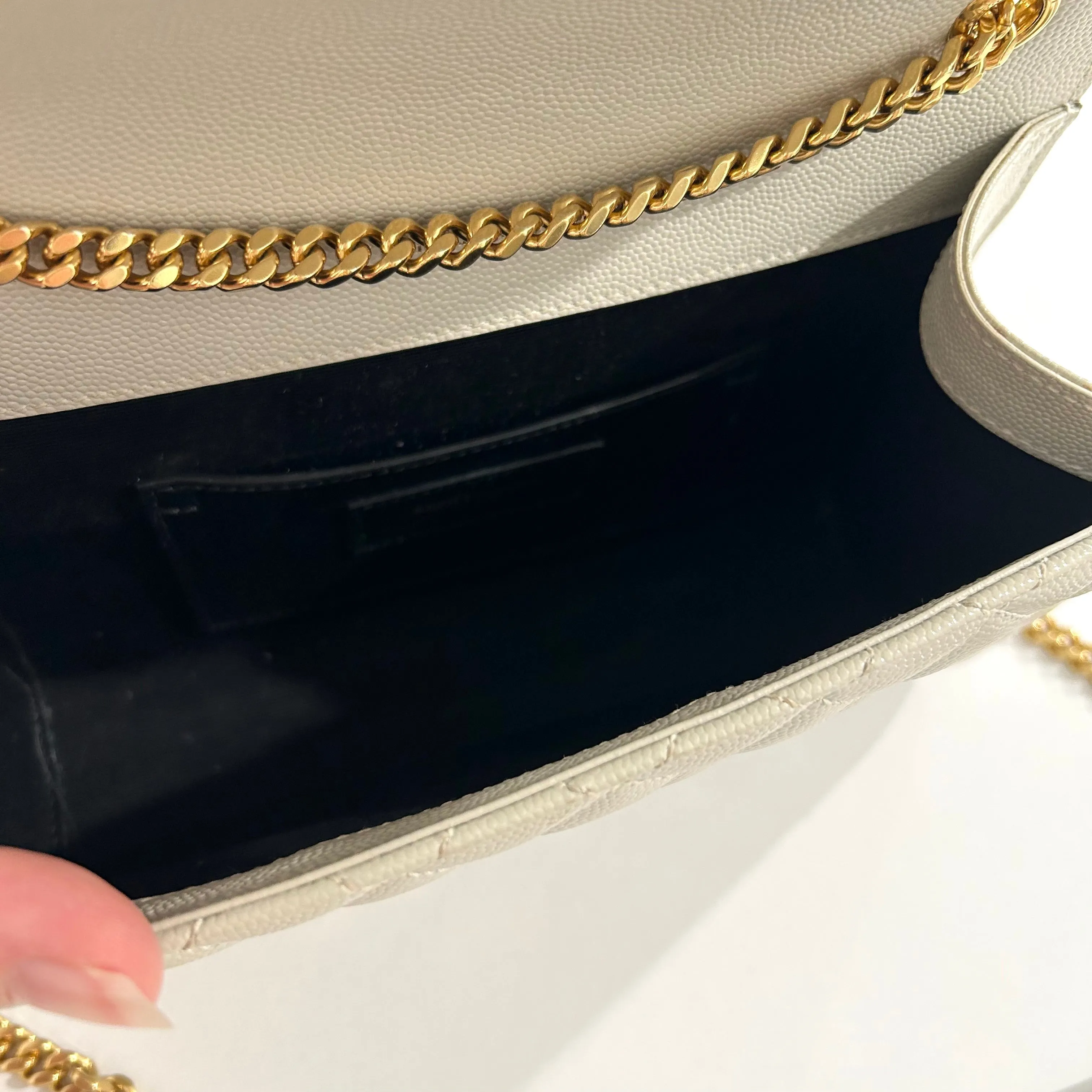 Saint Laurent Off White Small Envelope Crossbody Bag