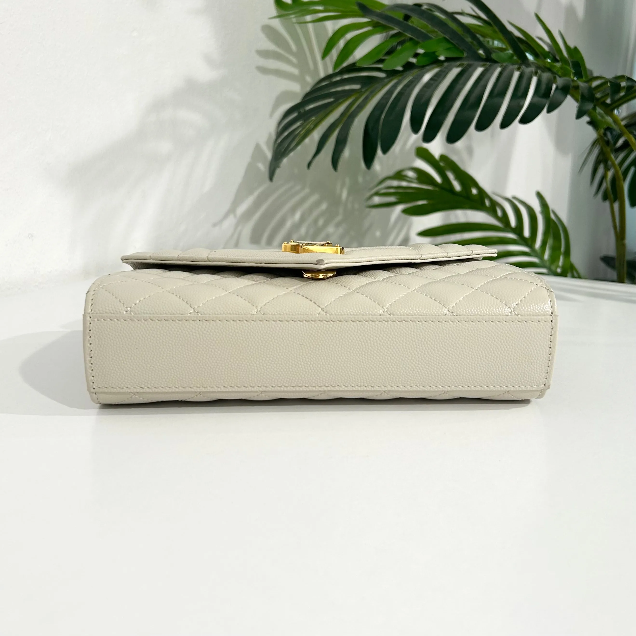 Saint Laurent Off White Small Envelope Crossbody Bag