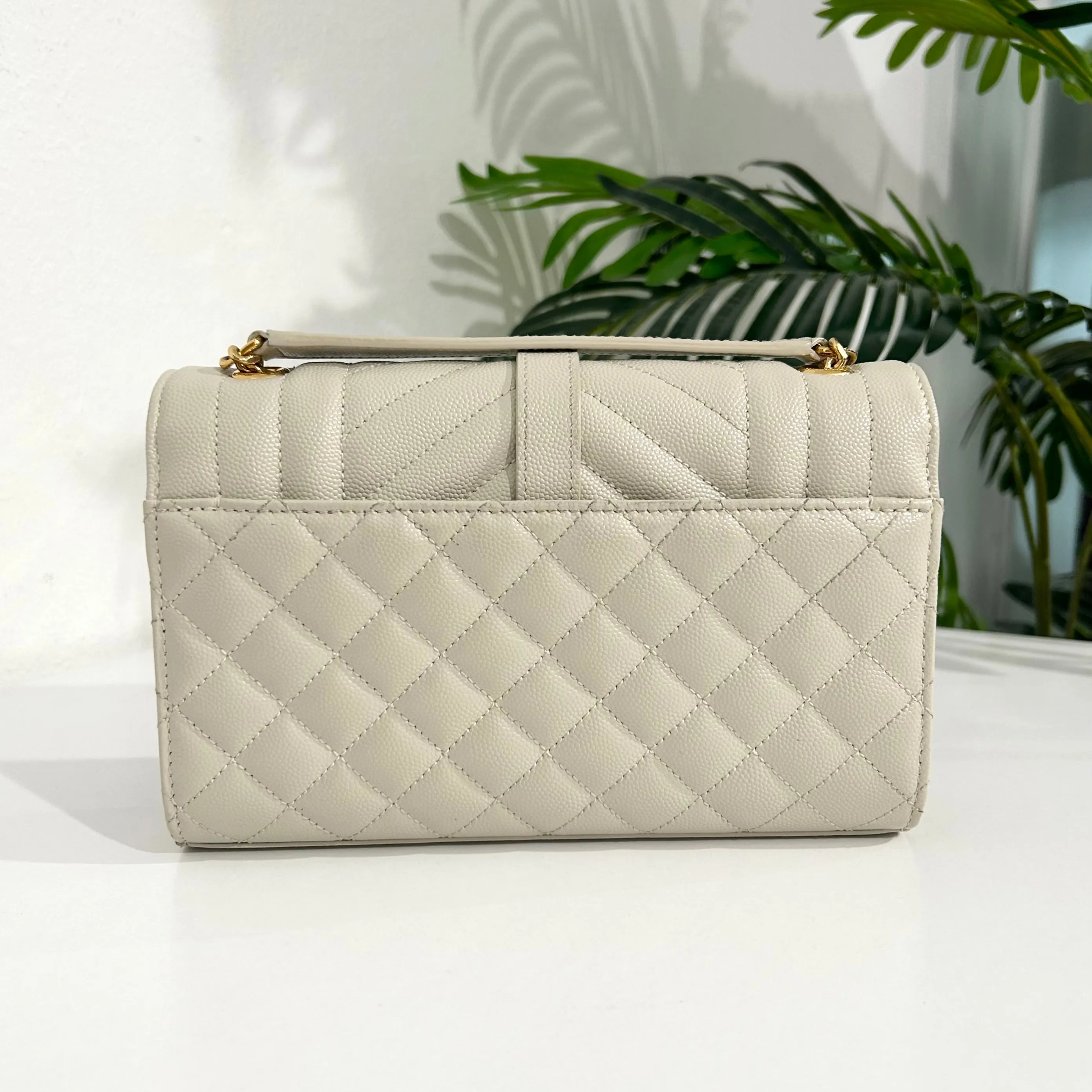 Saint Laurent Off White Small Envelope Crossbody Bag
