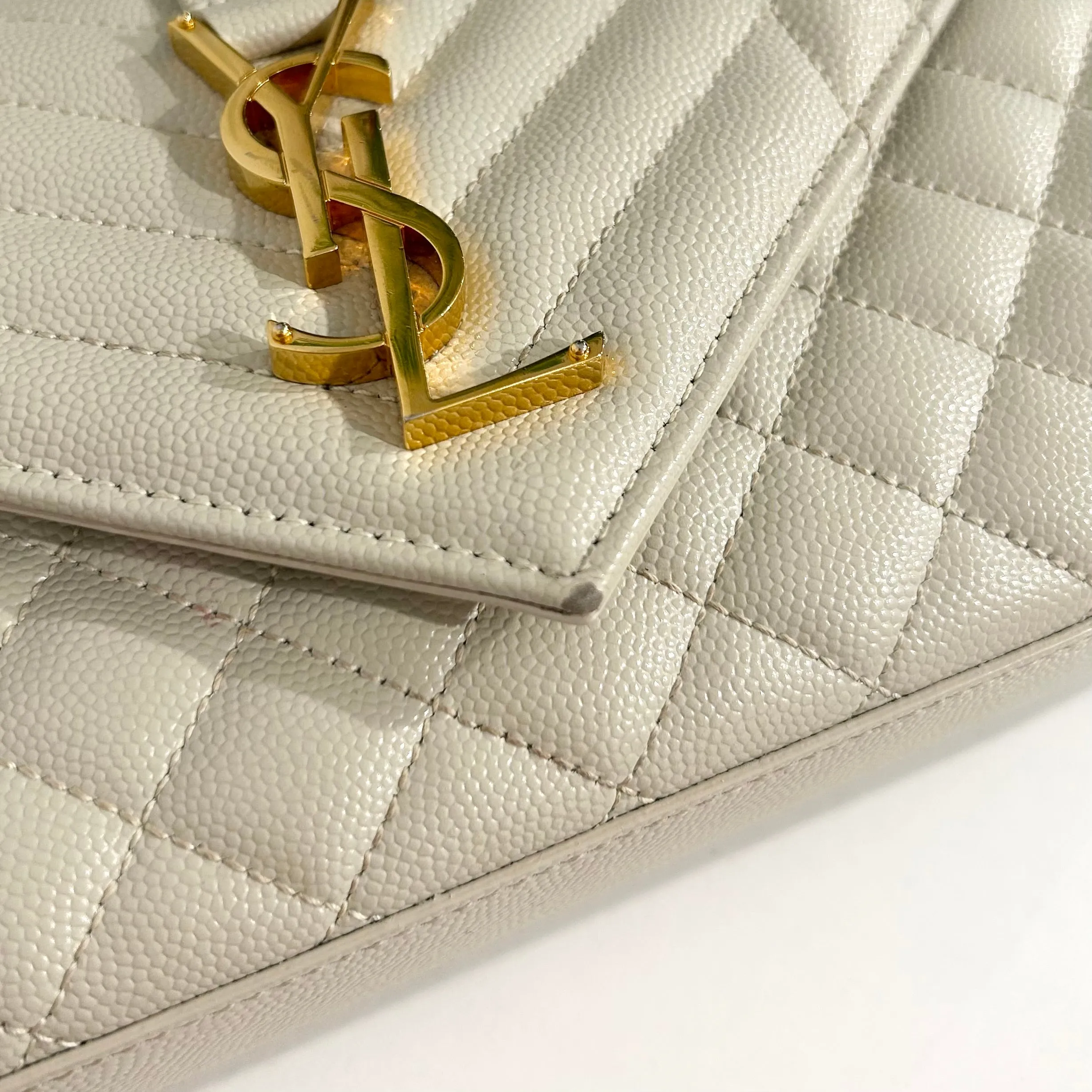 Saint Laurent Off White Small Envelope Crossbody Bag
