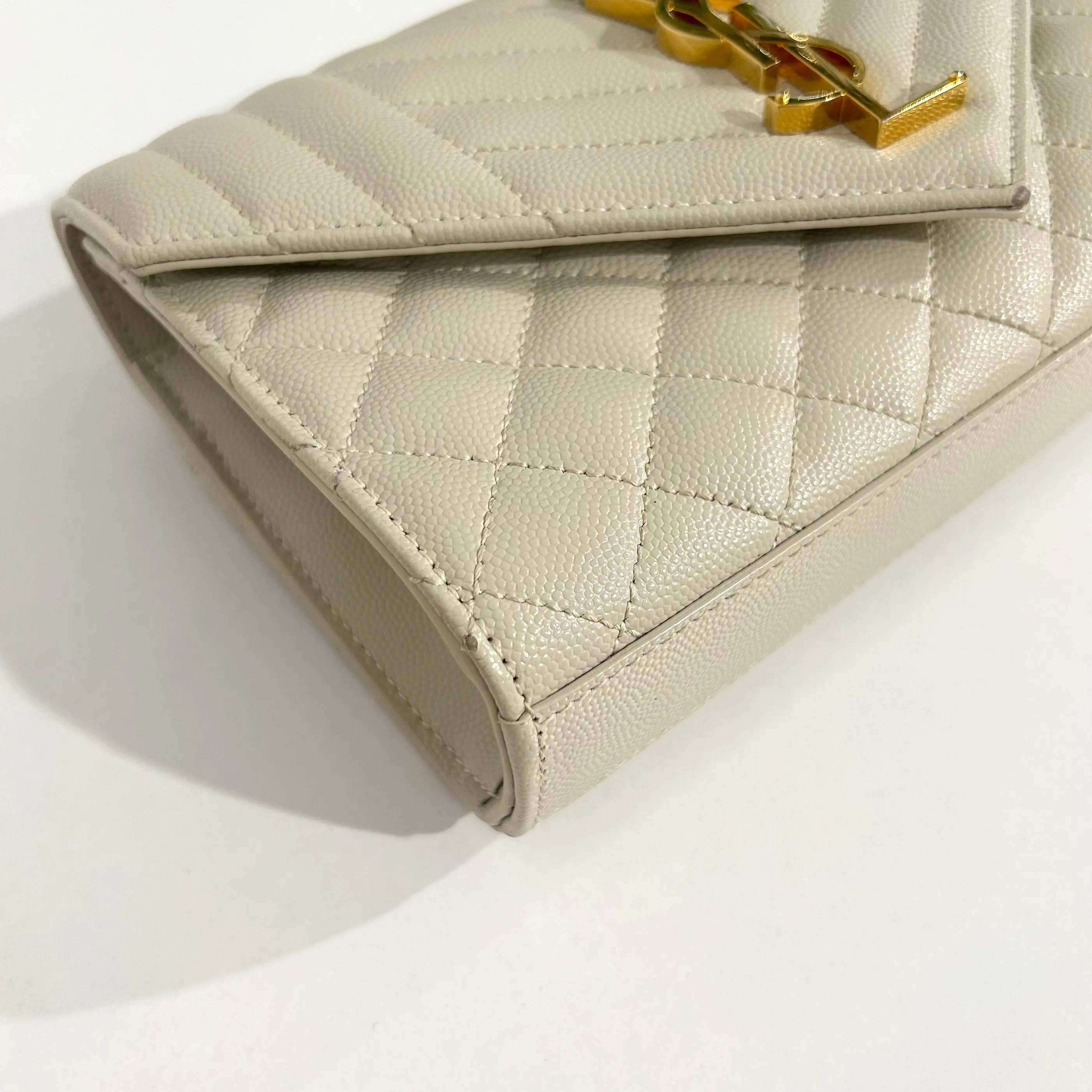 Saint Laurent Off White Small Envelope Crossbody Bag