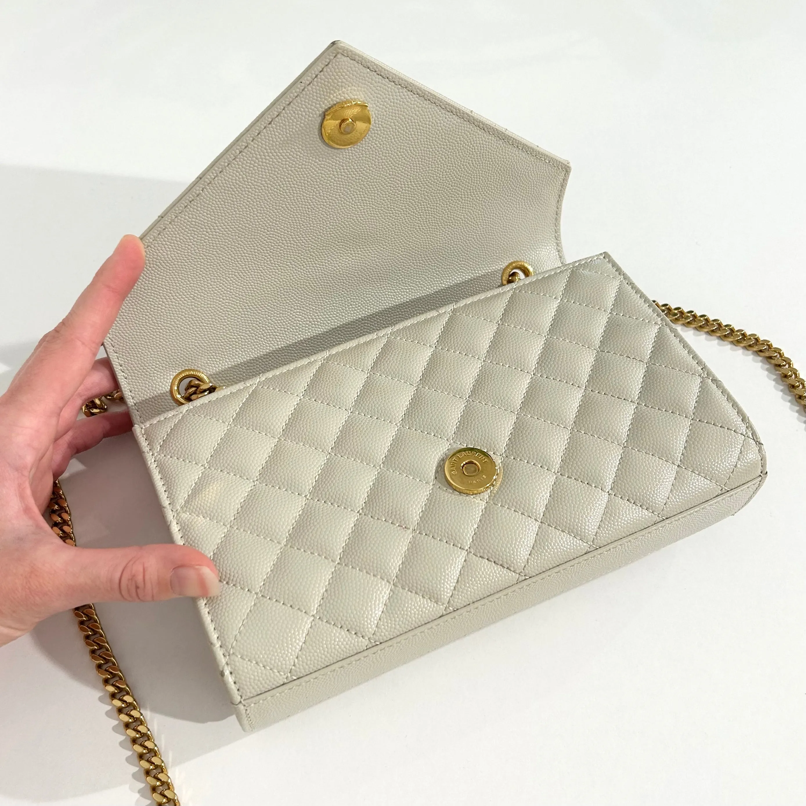 Saint Laurent Off White Small Envelope Crossbody Bag
