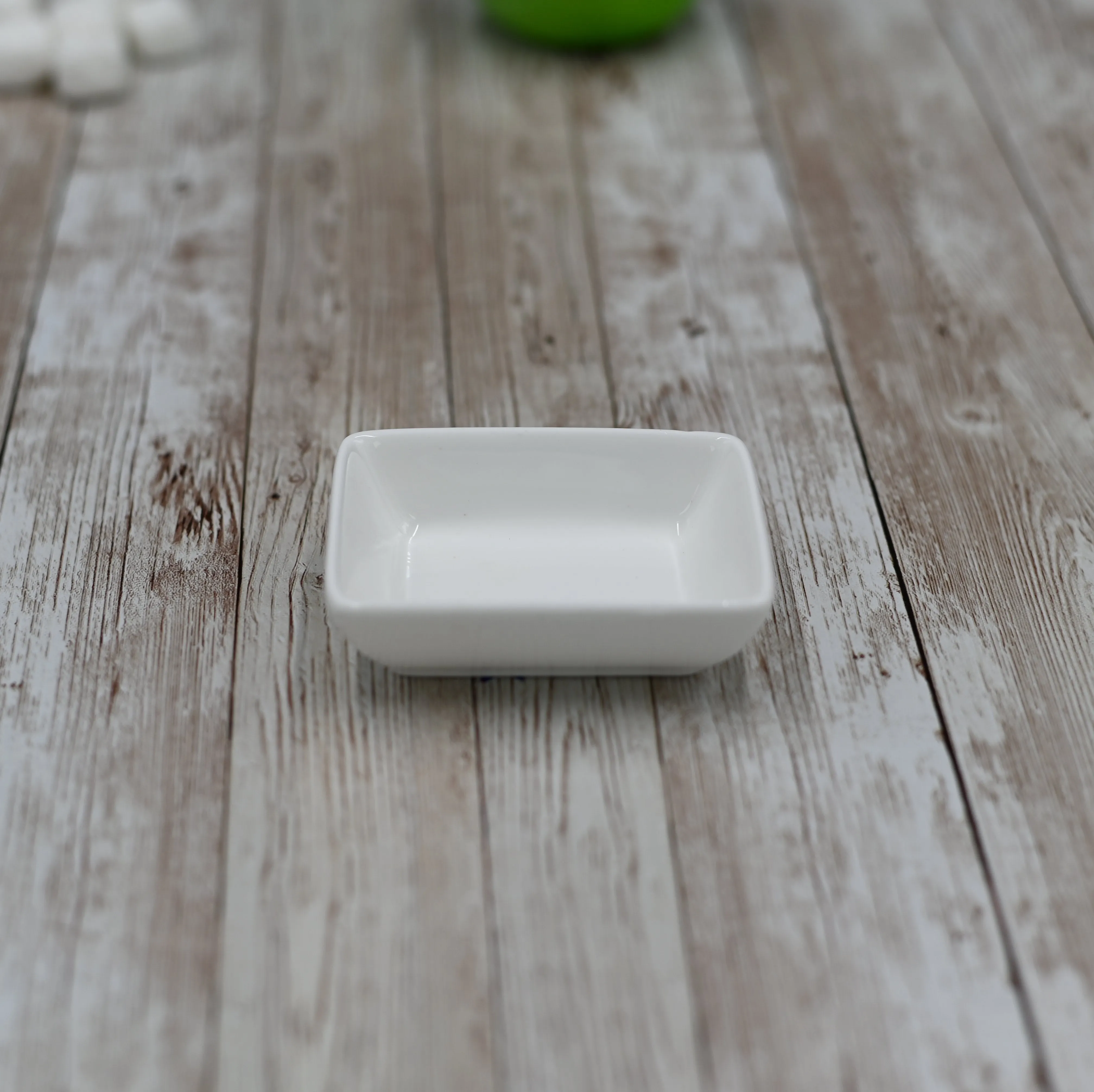 Set Of 6 White Rectangle Sauce Dish 3" inch X 2.5" inch | 8 X 6 Cm