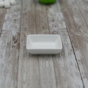 Set Of 6 White Rectangle Sauce Dish 3" inch X 2.5" inch | 8 X 6 Cm