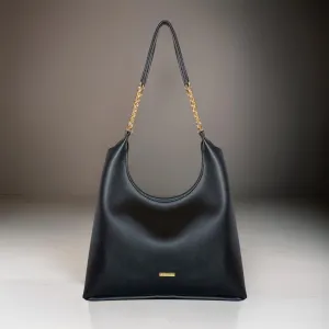Shoulder Hobo Chain Bag Black | Vegan Leather Women & Girl's Handbag