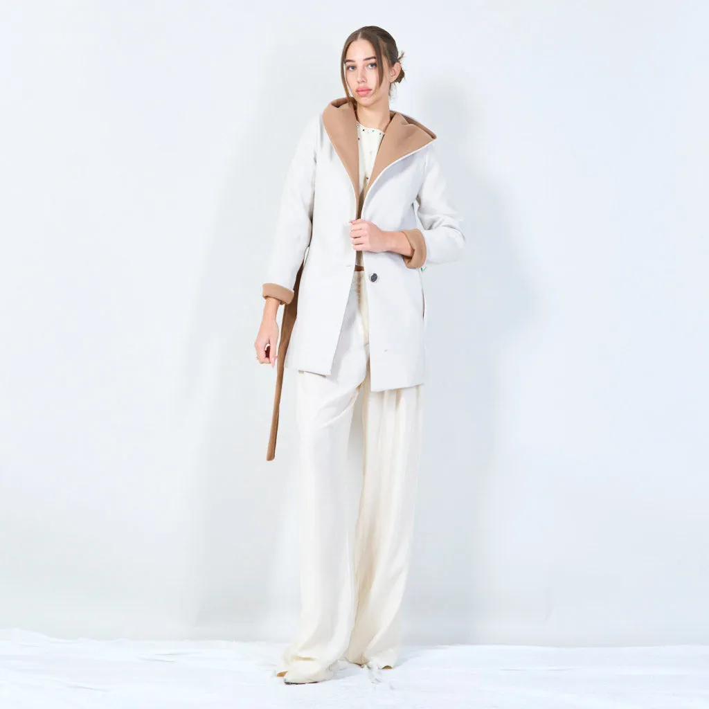 Sleek hooded coat with belted waist wholesale