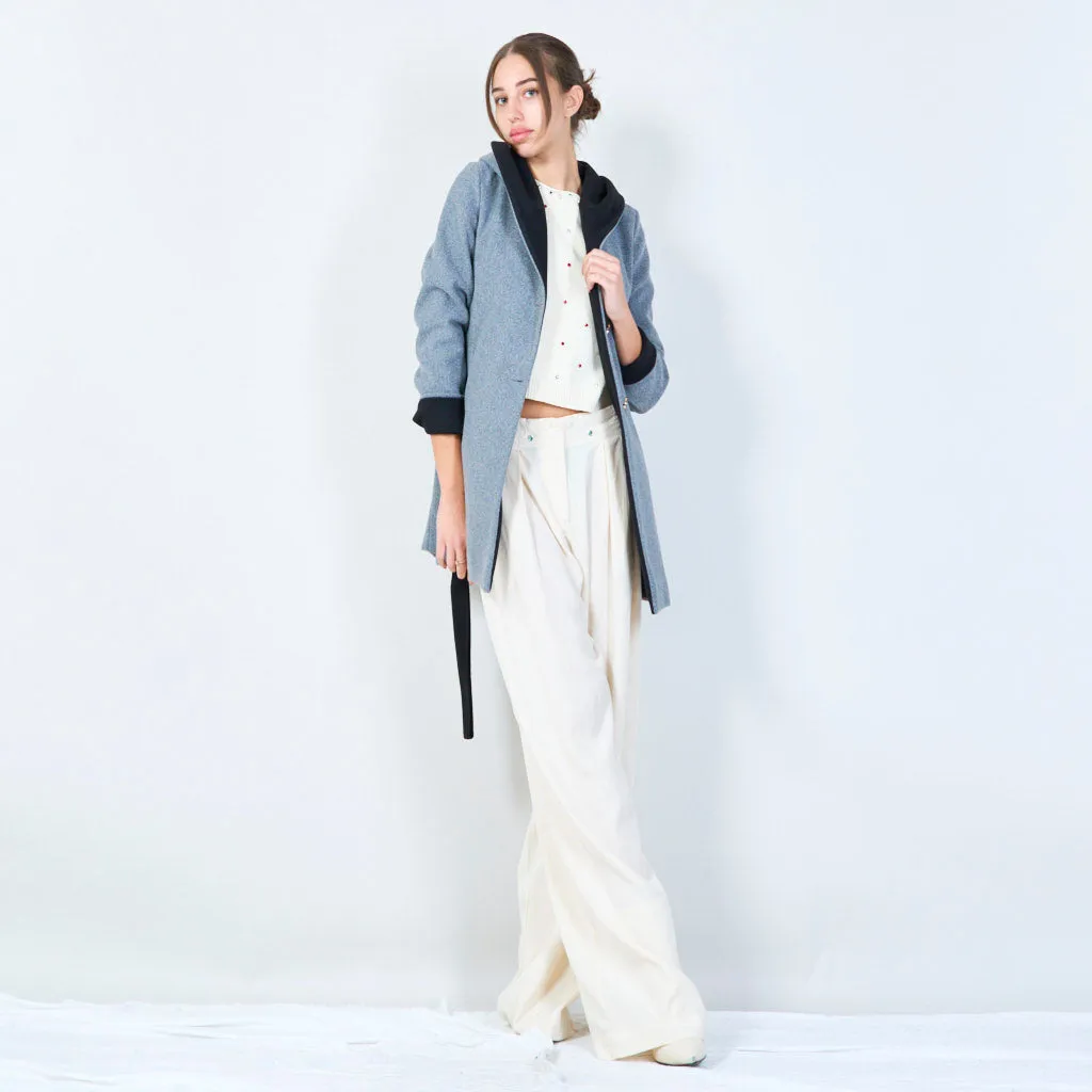 Sleek hooded coat with belted waist wholesale