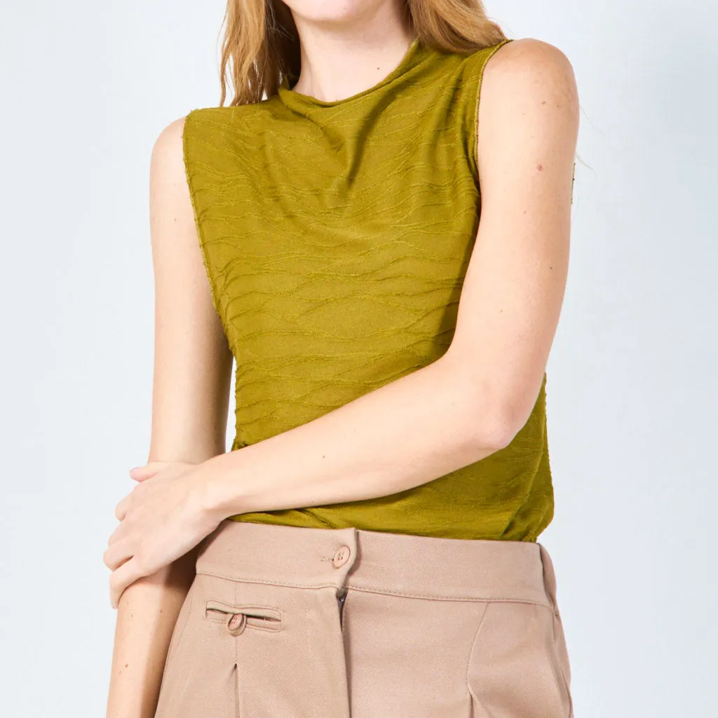 Sleeveless mesh textured top wholesale