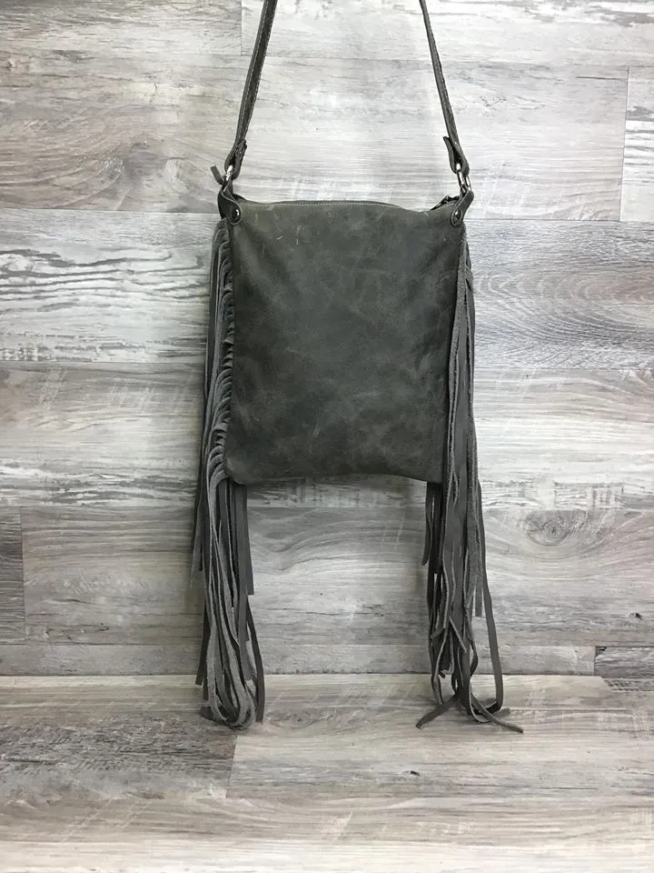 Sling Shot - Double Fringe and studded embossed leather -  # 14358 -  sk