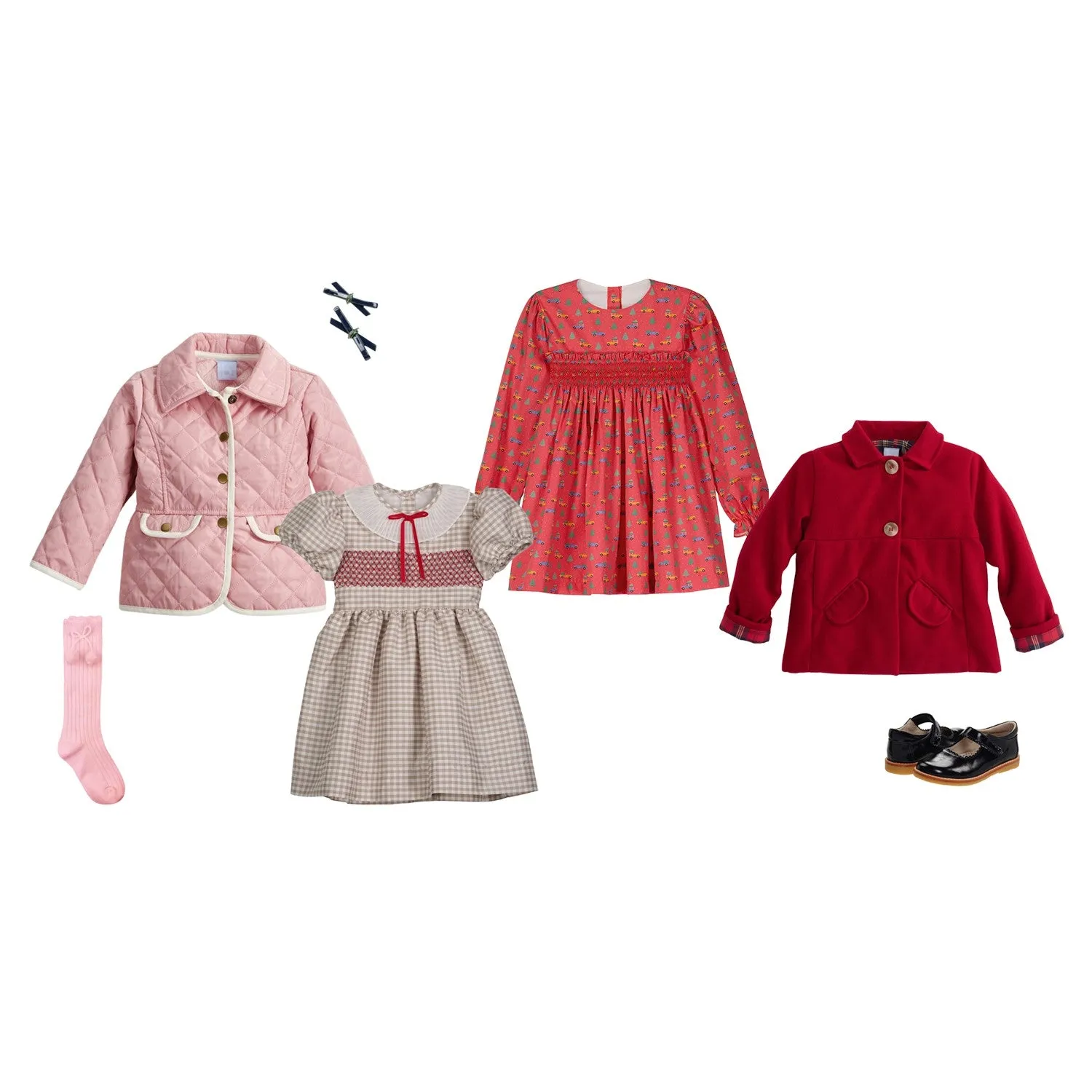 Smocked Fulton Dress -- Silver Check Taffeta