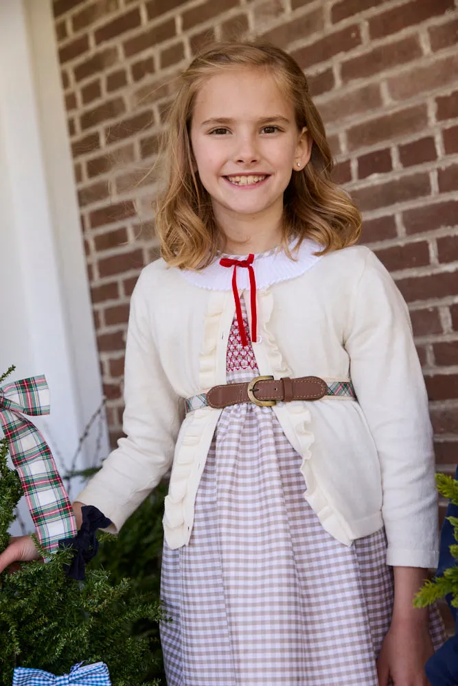 Smocked Fulton Dress -- Silver Check Taffeta