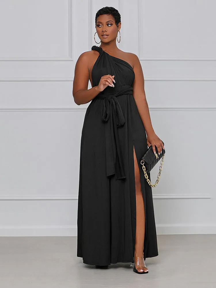 Solid Bandage Graceful Hooded Collar Dress