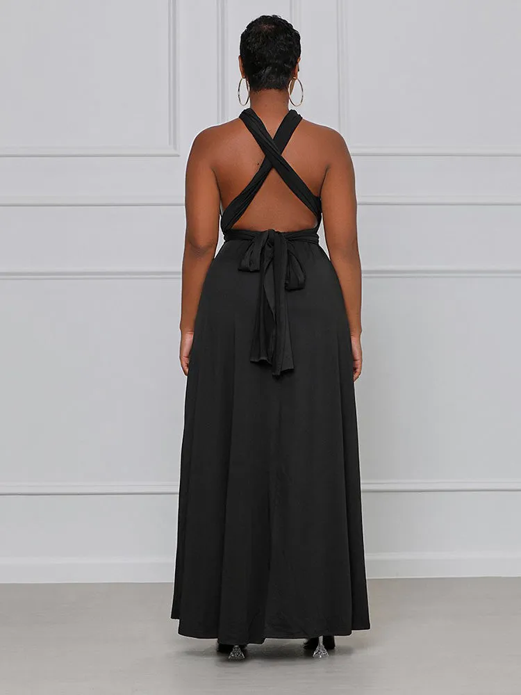 Solid Bandage Graceful Hooded Collar Dress