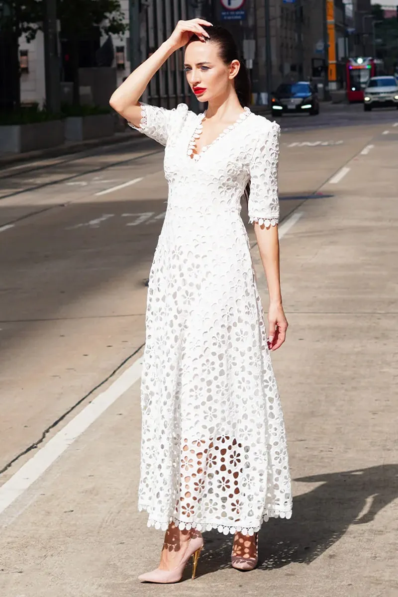 Somerset White Graceful Eyelet Maxi Dress