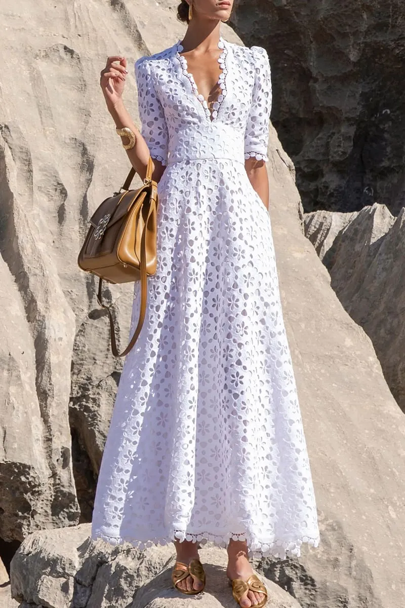 Somerset White Graceful Eyelet Maxi Dress