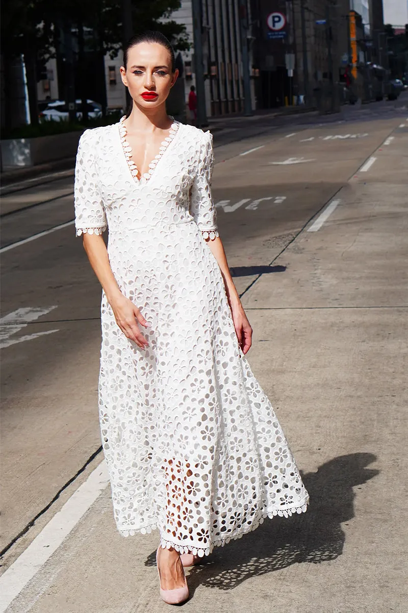Somerset White Graceful Eyelet Maxi Dress