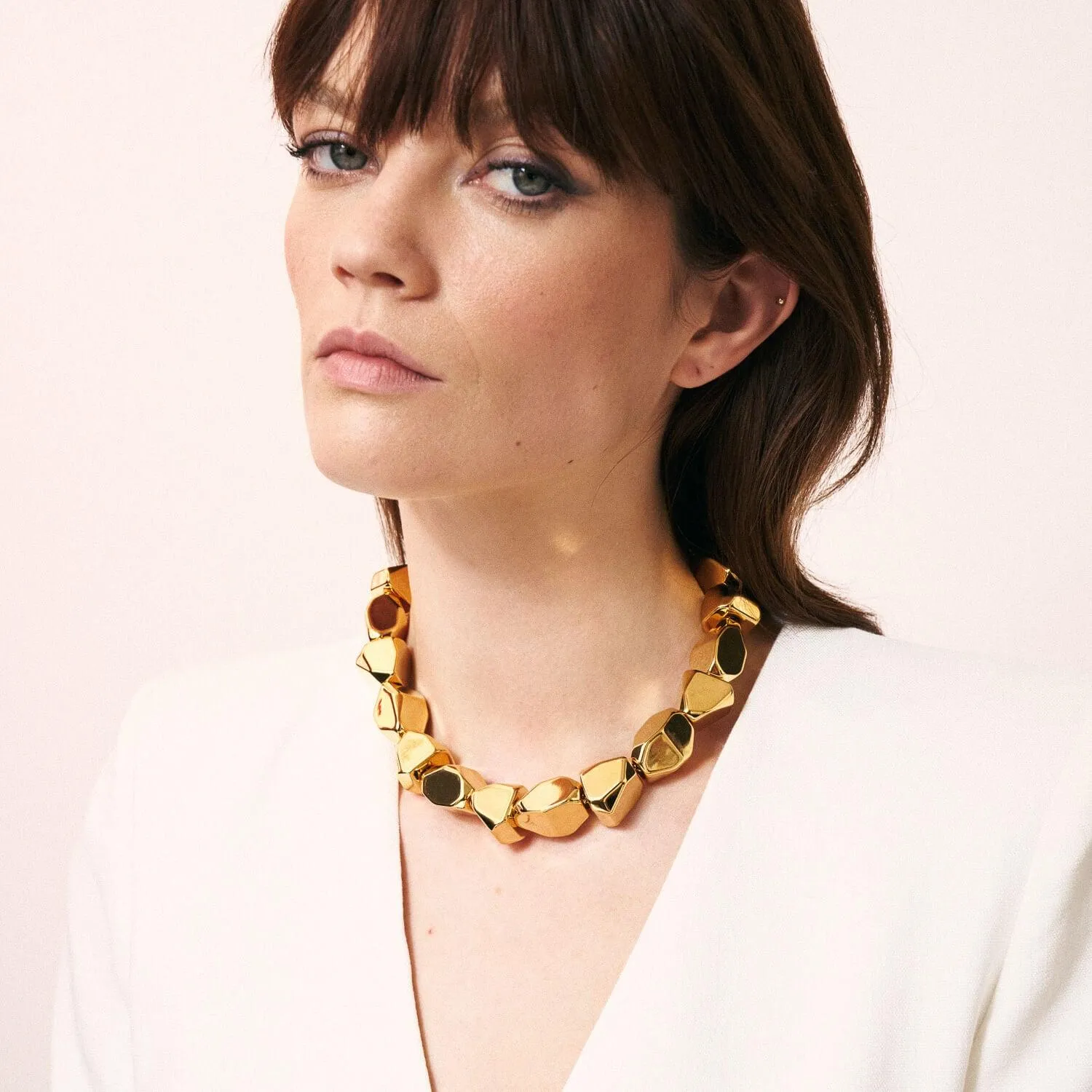 Stone Shaped Necklace Gold