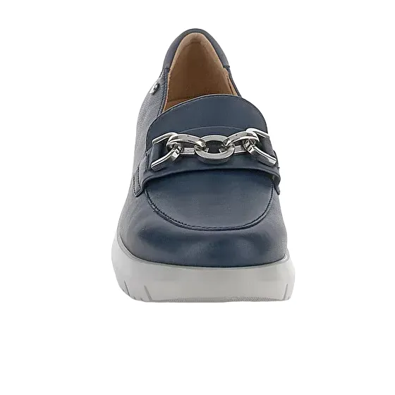 Stonefly scarpa Mocassino in pelle da donna con catena Plume 26 220757 144 blu