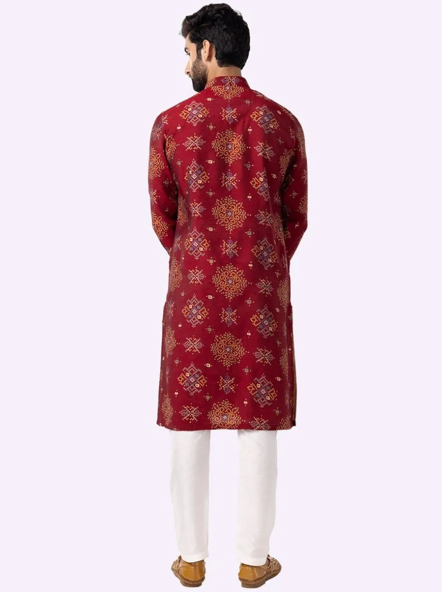 Stylish Maroon Printed Kurta for Men