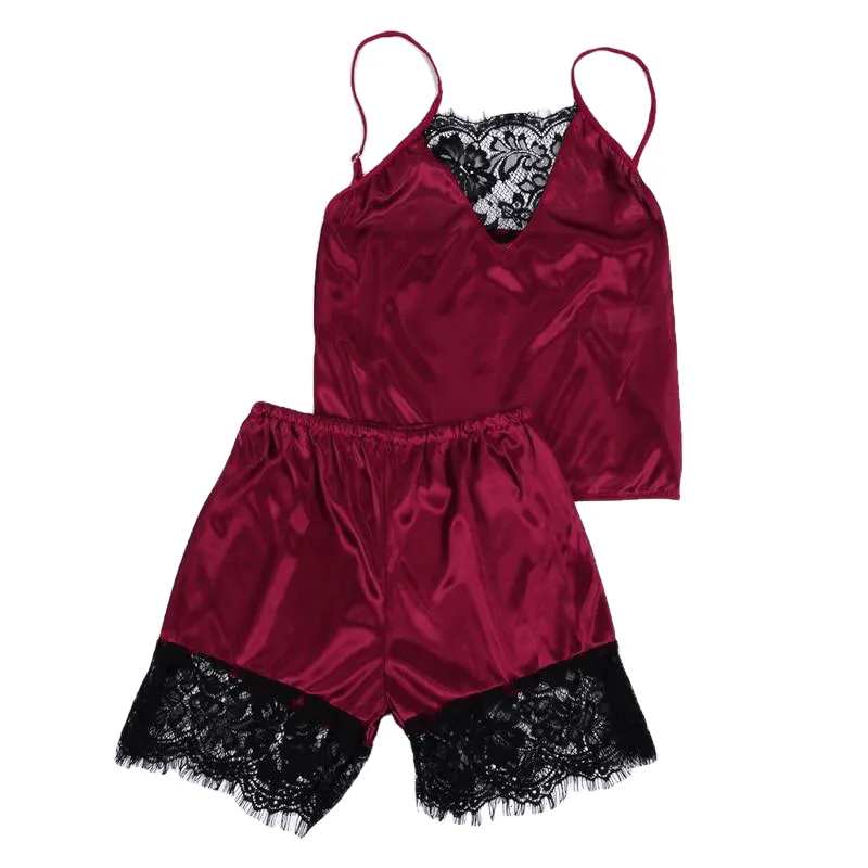 Stylish Sexy Women Sleeveless Lace Pajamas