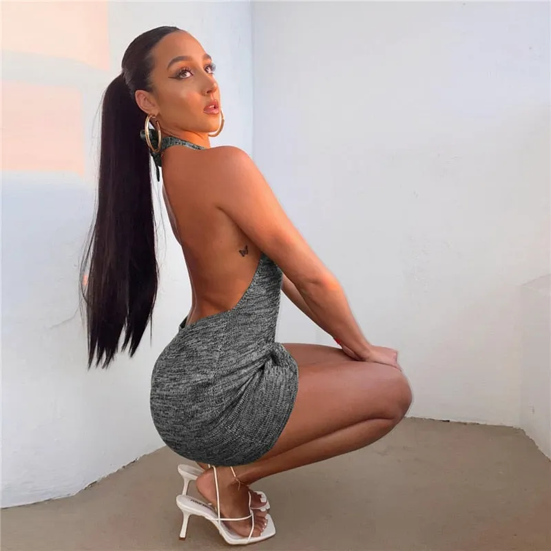 Summer Gradient Graceful Backless Knit Dress