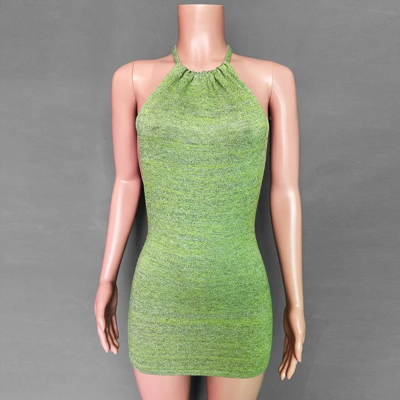 Summer Gradient Graceful Backless Knit Dress