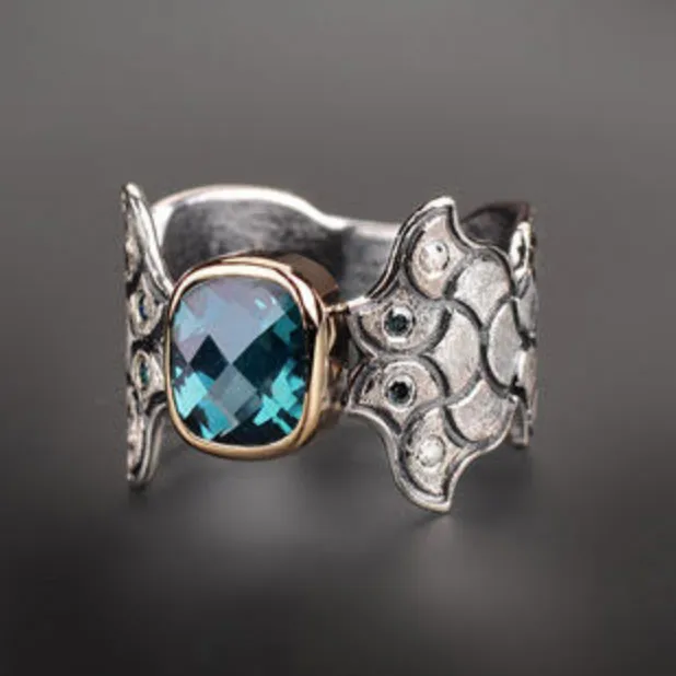 Swiss Blue Topaz A Mermaid's Tale/Tail Ring by Margisa