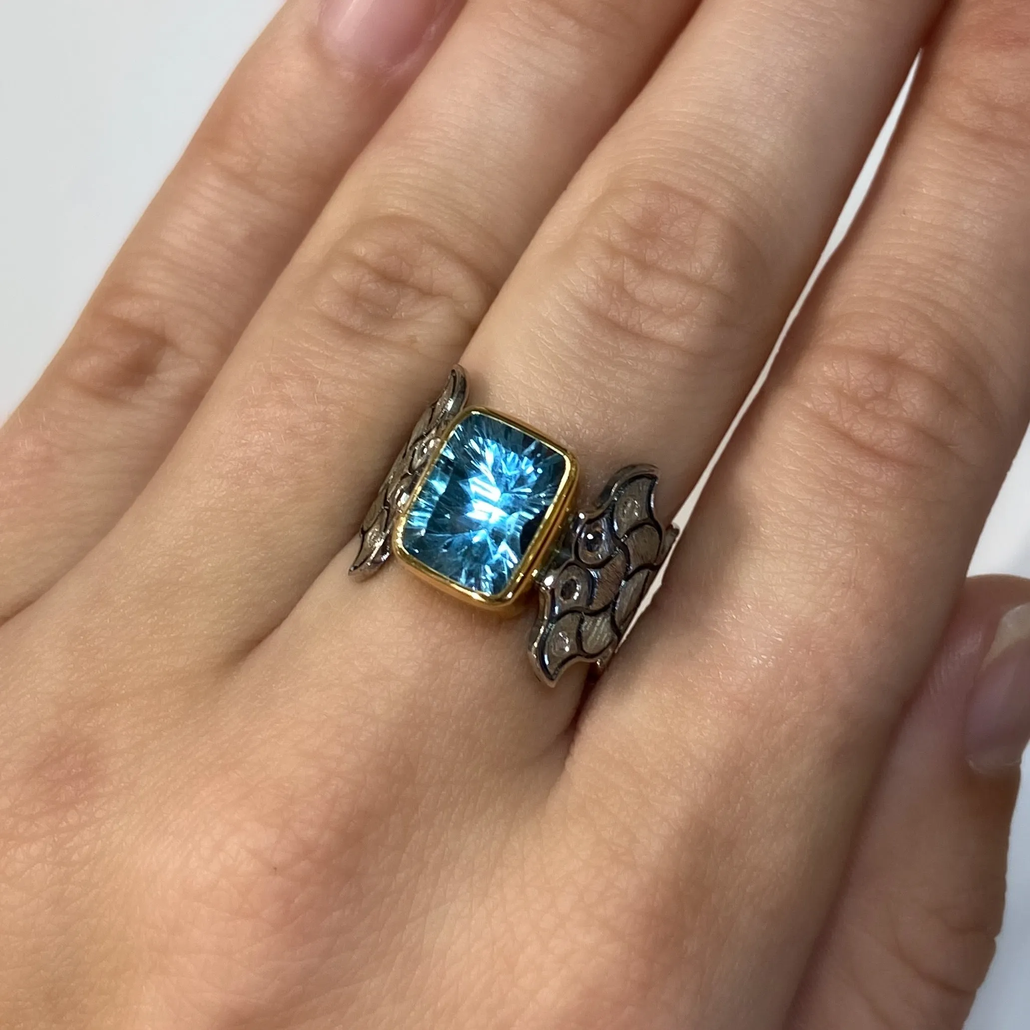 Swiss Blue Topaz A Mermaid's Tale/Tail Ring by Margisa
