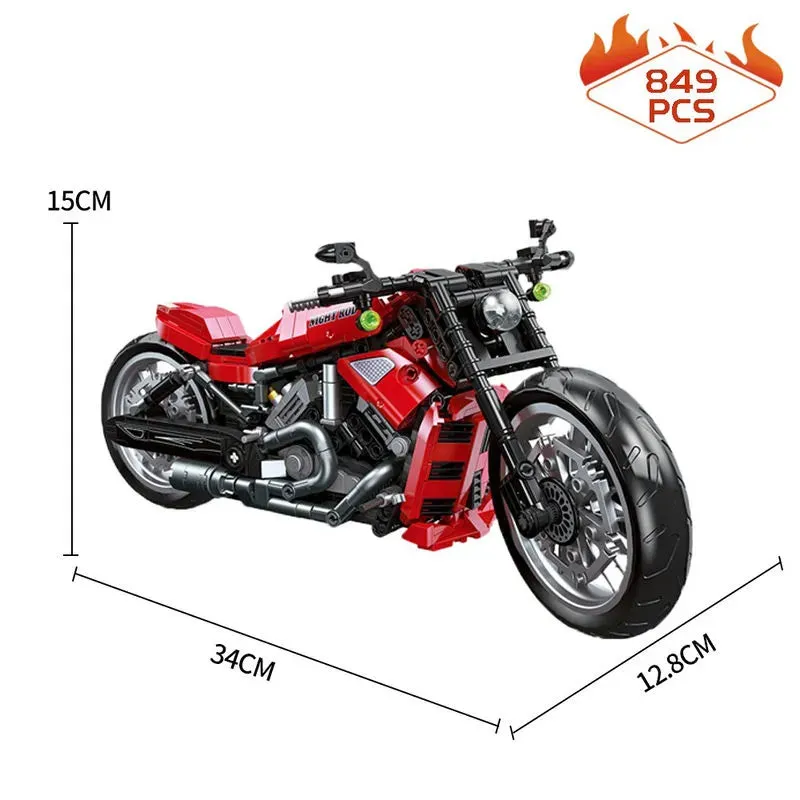 Tech MOC Harley Night Rod Motorcycle Bricks Toy 91020