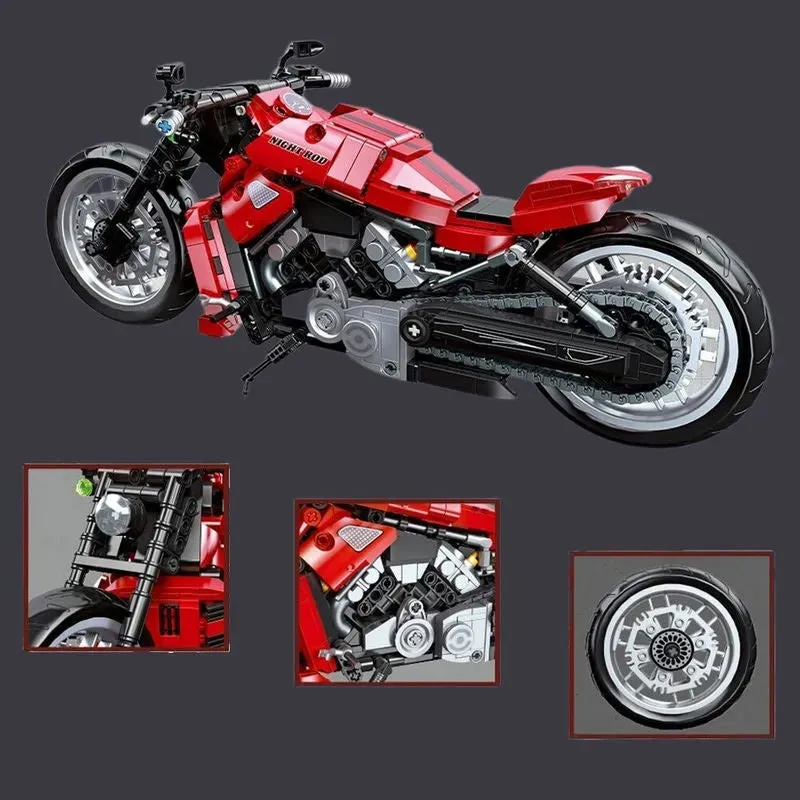 Tech MOC Harley Night Rod Motorcycle Bricks Toy 91020