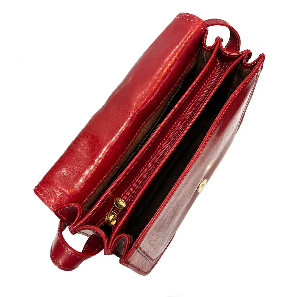The Bridge Leather Saddle Bag - Red - Style: 04415201