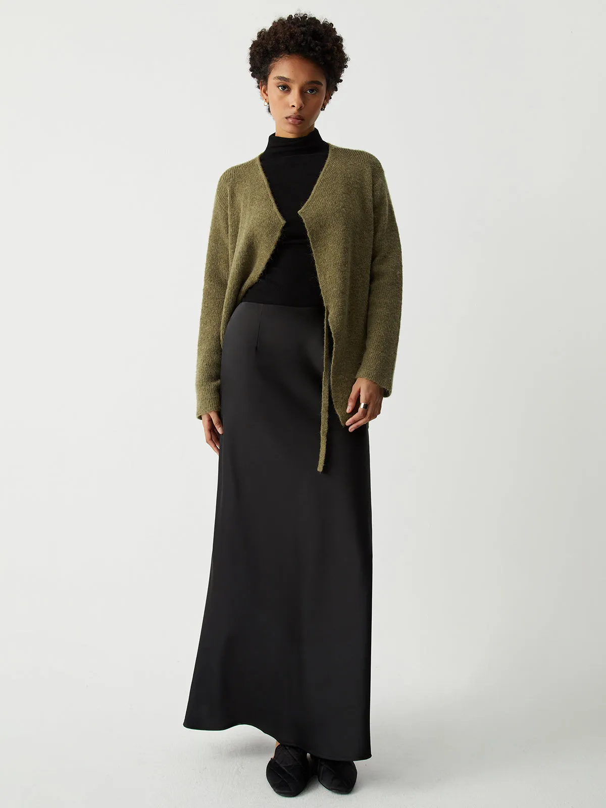 Tie Front Graceful Wrap Sweater