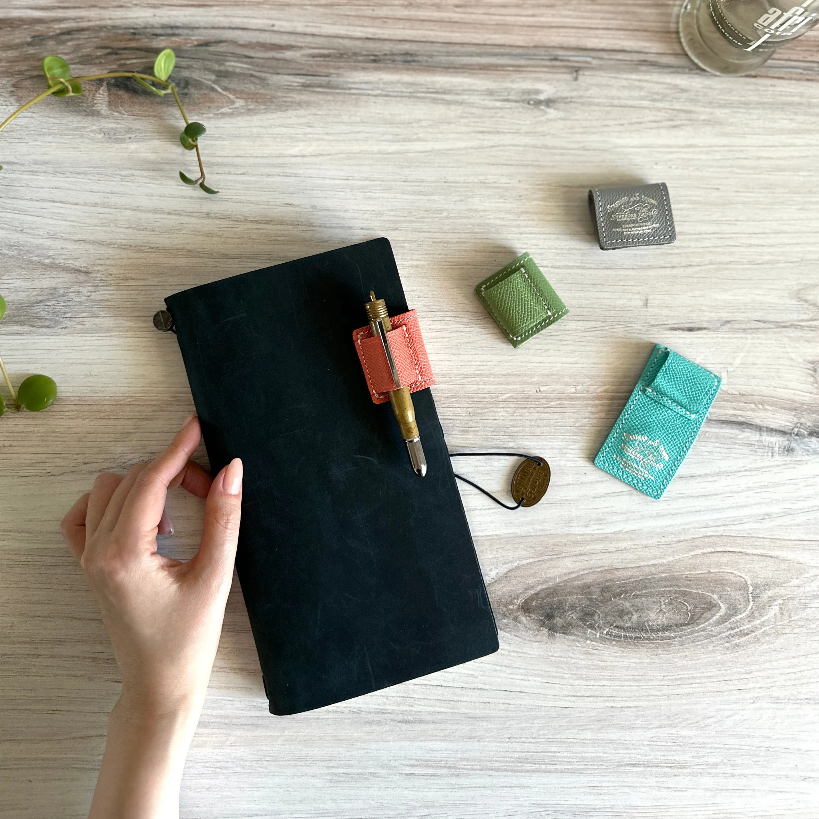 [TSL] Calf Leather Magnetic Pen Clip