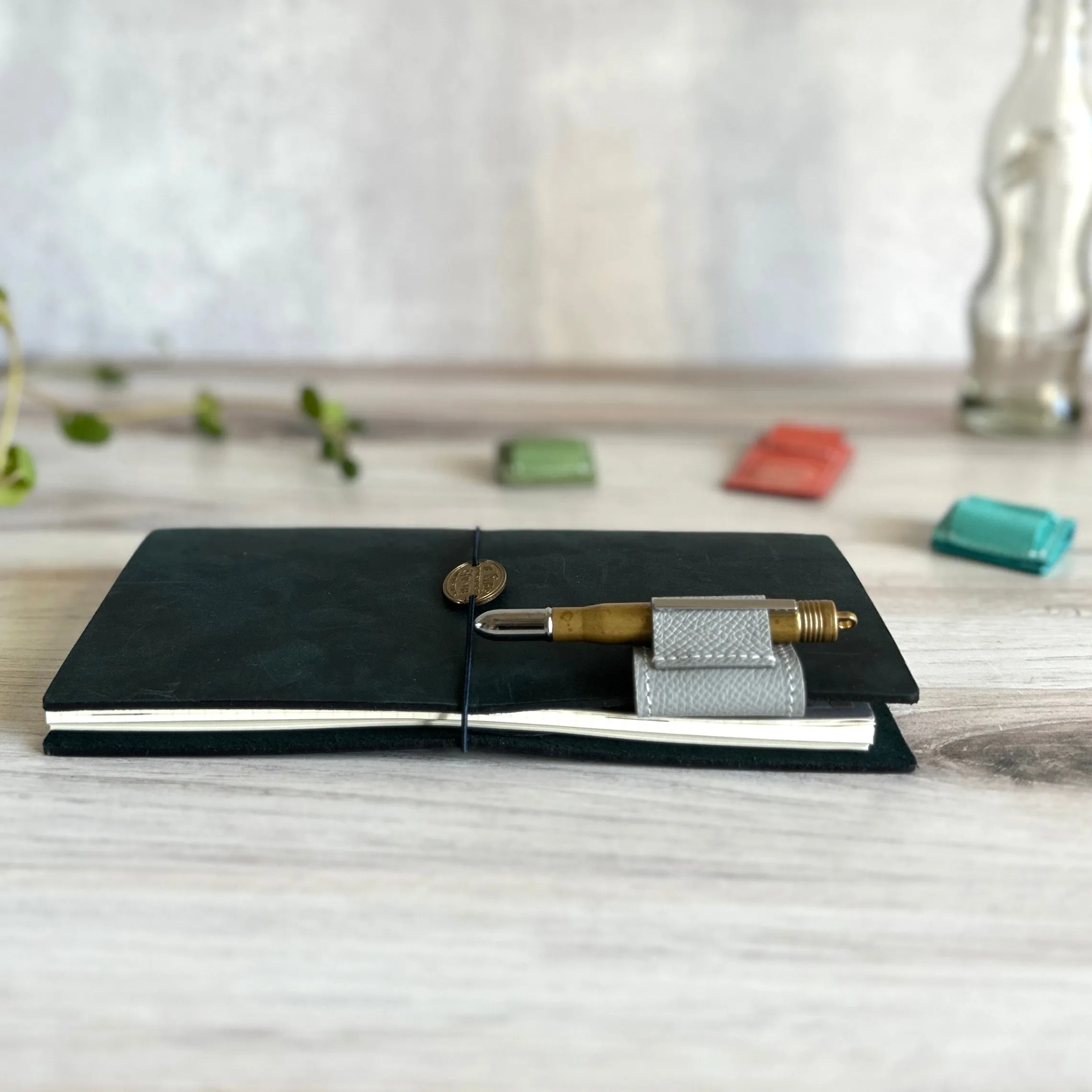 [TSL] Calf Leather Magnetic Pen Clip