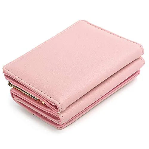 UTO Women's Trifold Wallet Cute Kitty Bowknot Card Holder Small Coin Purse Light Pink