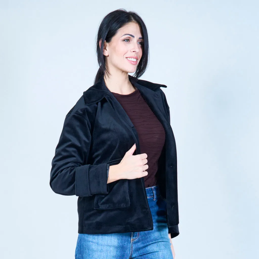 Velvet button-up jacket wholesale