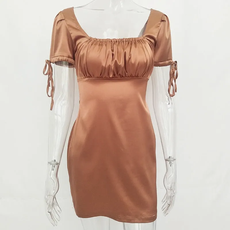 VenusFox White Satin Mini Summer Casual Dress