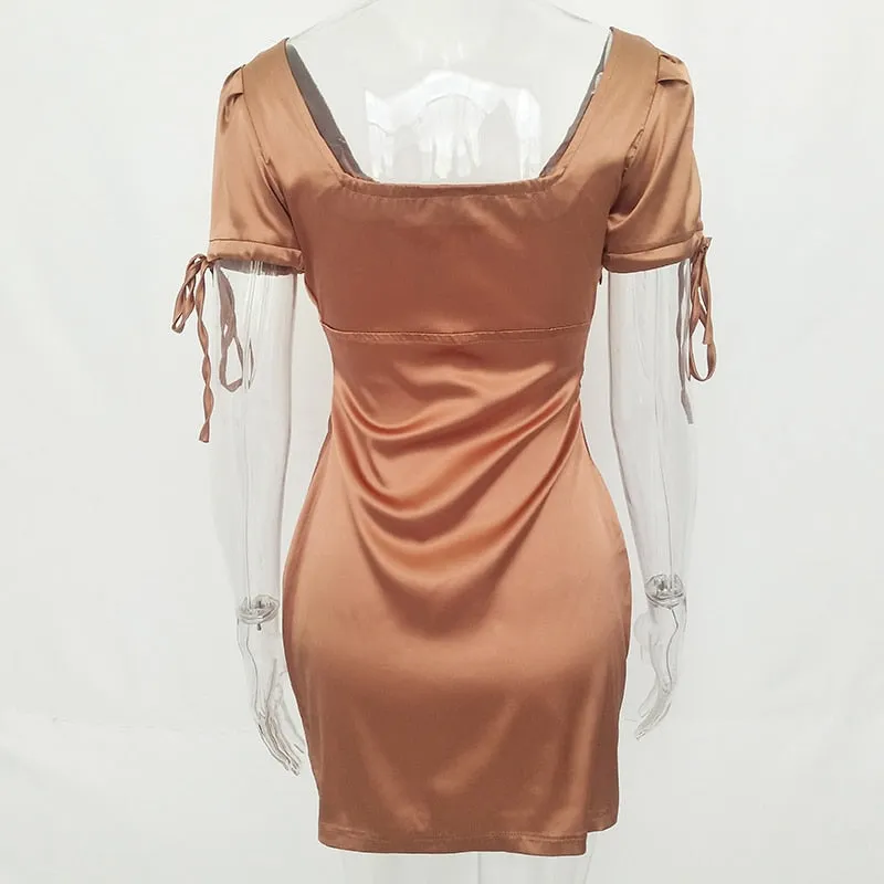 VenusFox White Satin Mini Summer Casual Dress