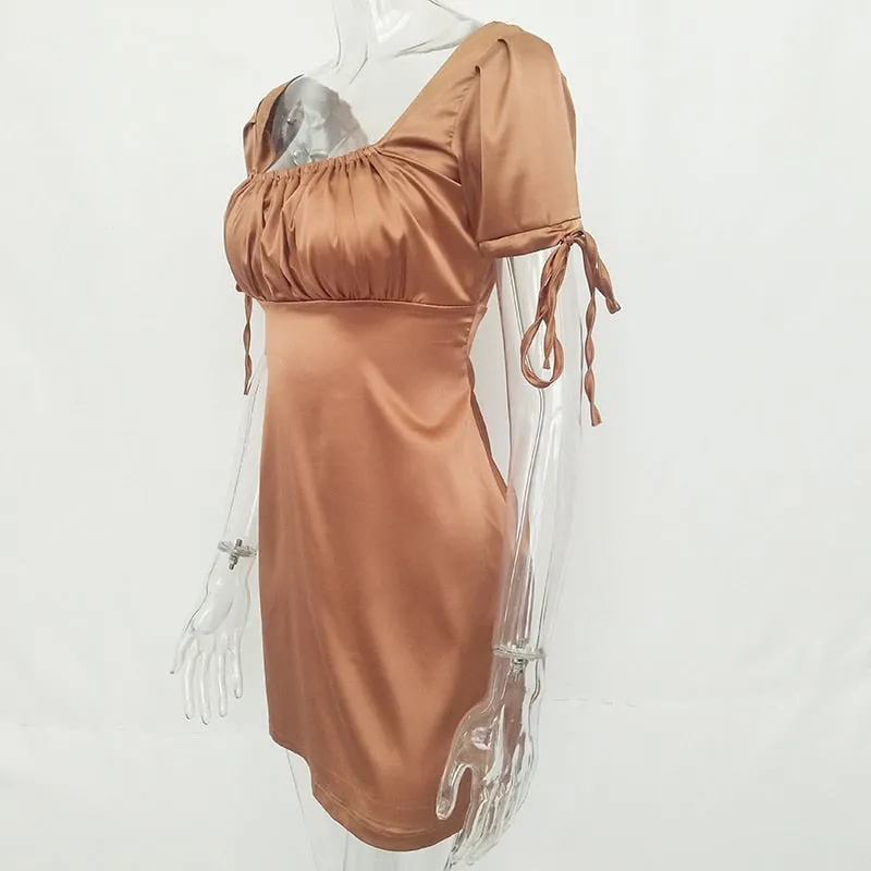 VenusFox White Satin Mini Summer Casual Dress