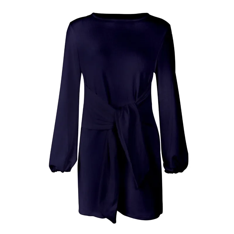 VenusFox Women Sexy Bodycon Slim Belted Cross Double V-neck knitted Backless Dress