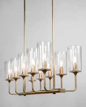 Veronique Linear 10 Chandelier with Glass Shades