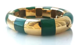 Vintage 1980s Tiffany & Co. 18k Gold Inlay Chrysoprase Striped Bangle