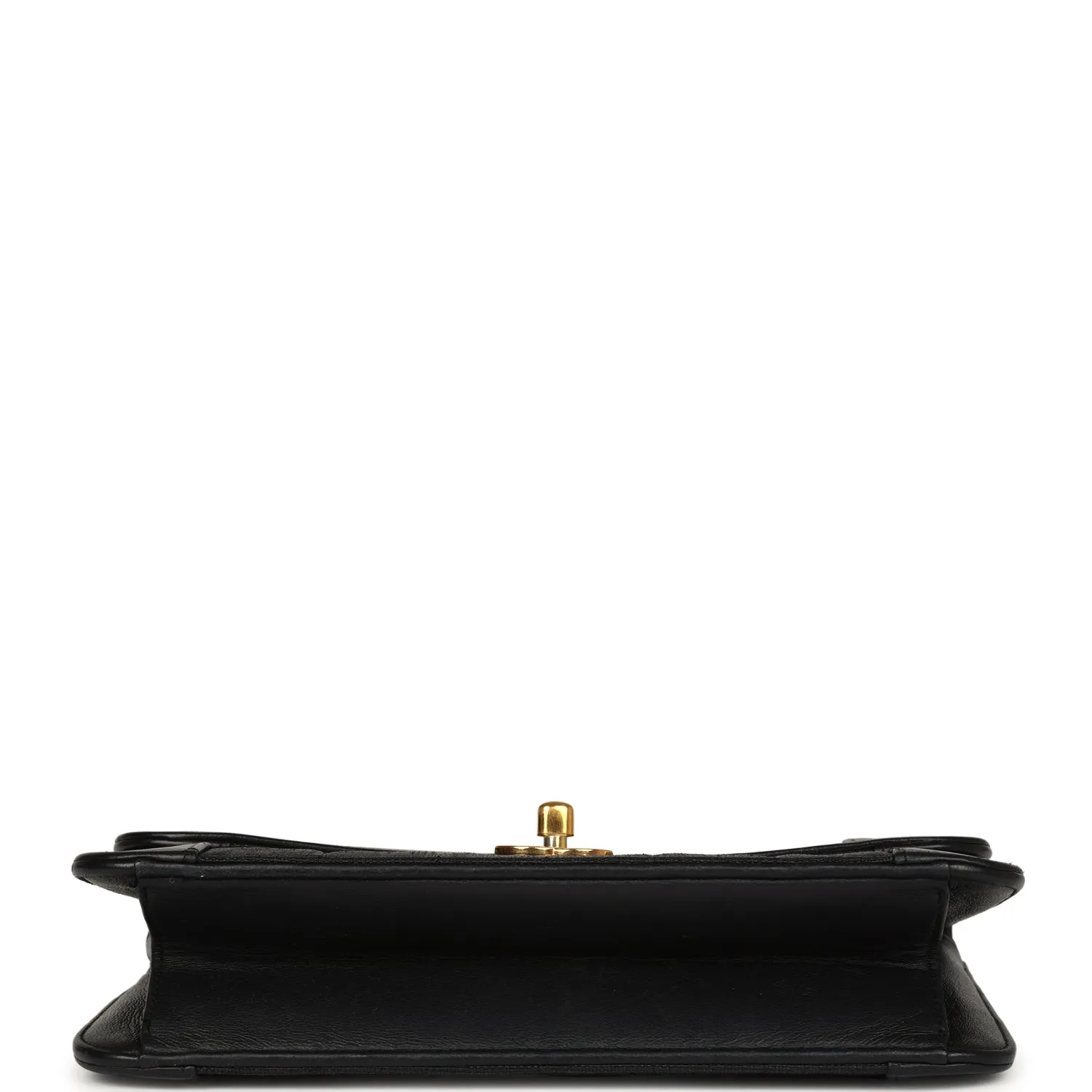 Vintage Chanel Vertical Border Flap Bag Black Linen and Lambskin Gold Hardware