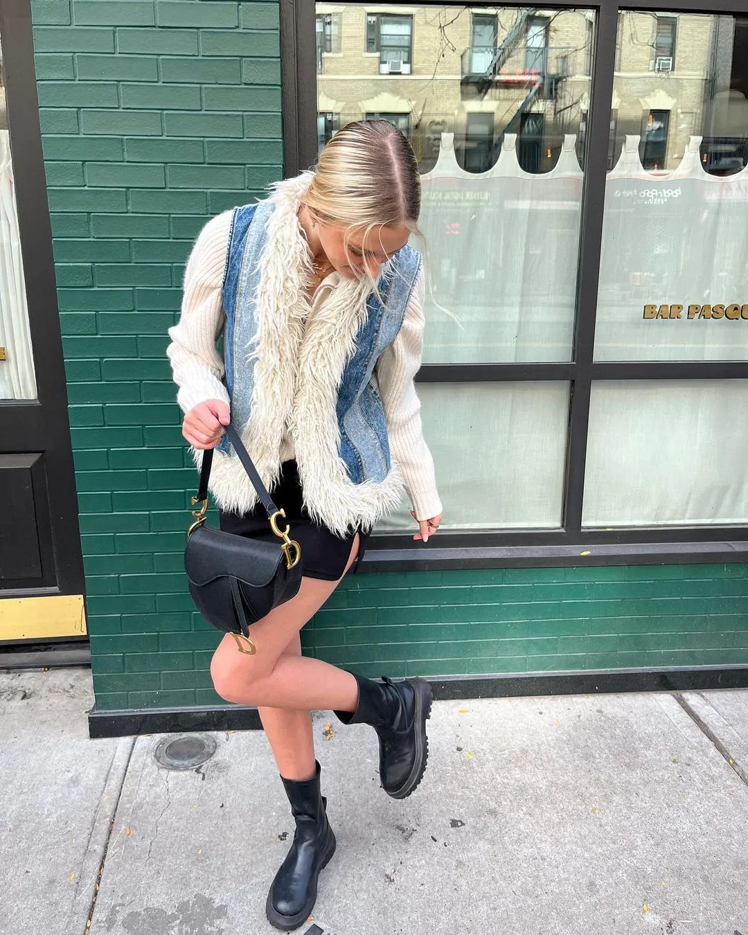 Vintage Denim Stylish & Fur Vest
