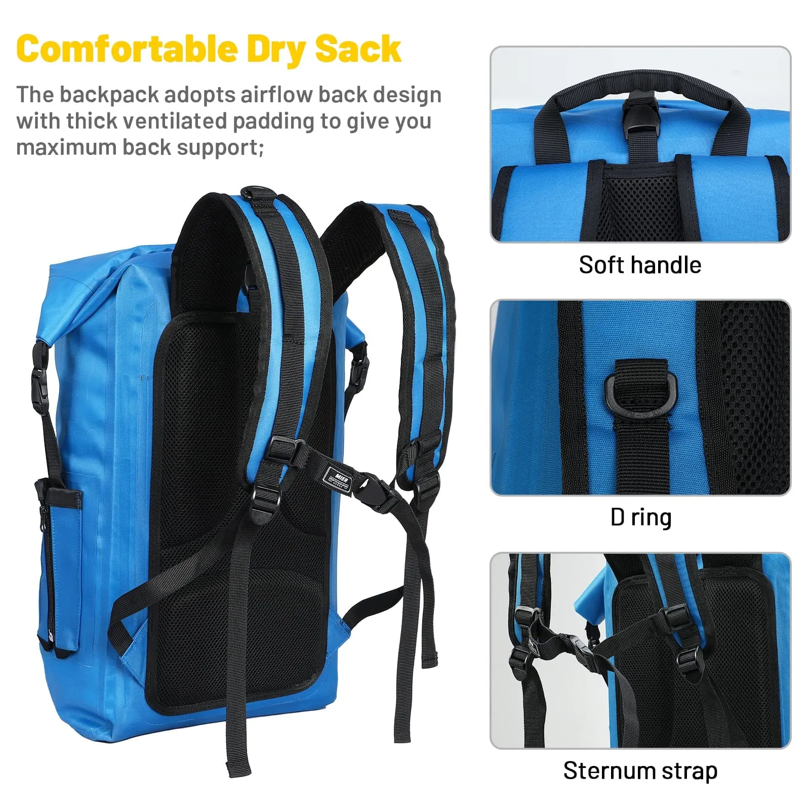 Waterproof Backpack Sack Roll-Top Closure Dry Bag