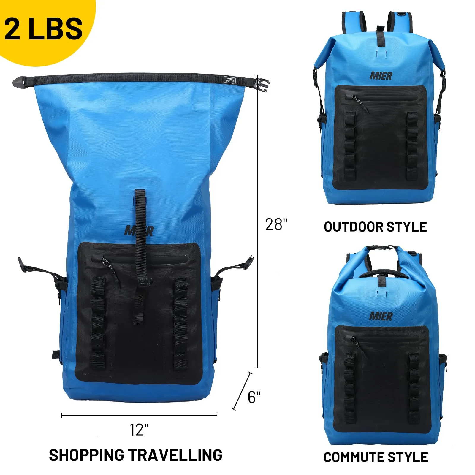 Waterproof Backpack Sack Roll-Top Closure Dry Bag