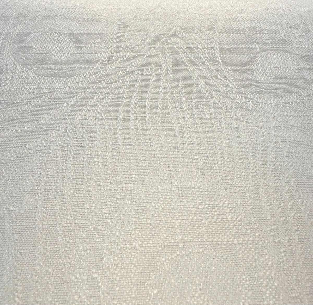 White Peacock Feather Finch Vanilla Damask Jacquard Fabric By The Yard